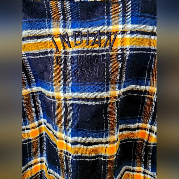 Men's Plaid Shirt Button-down Indian Motorcycle Large - Picture 3 of 3